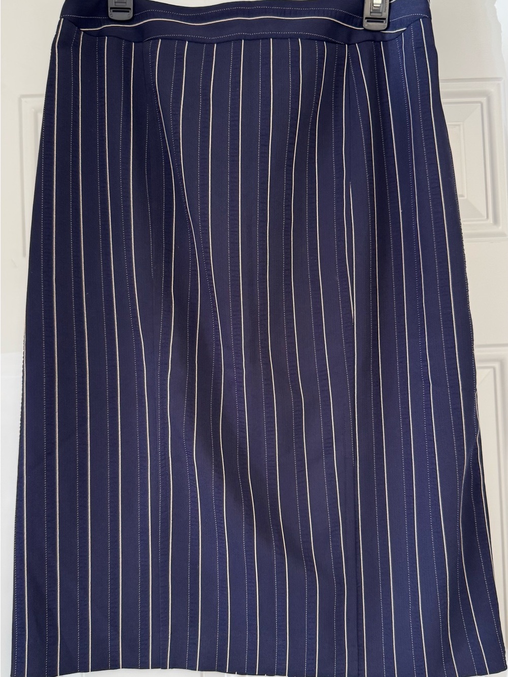 Navy/Cream Striped Pencil Skirt Size 10